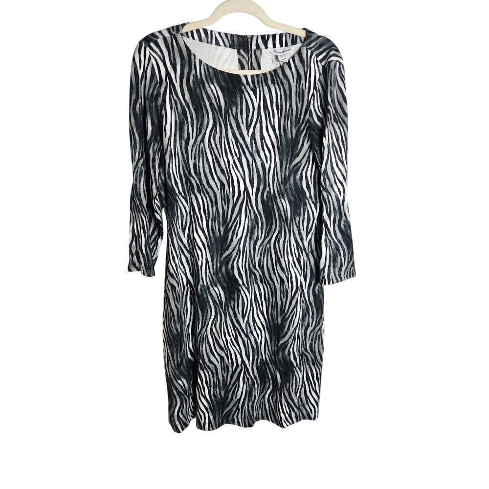 Tommy Bahama Darcy Zesty Zebra Dress Storm Gray Sz M UPF 30 Resort Cruise travel - Picture 2 of 13